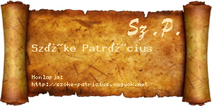 Szőke Patrícius névjegykártya