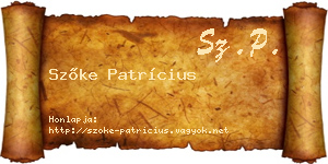 Szőke Patrícius névjegykártya