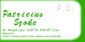 patricius szoke business card